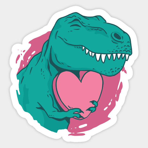 T-Rex Valentine Heart Sticker by SLAG_Creative